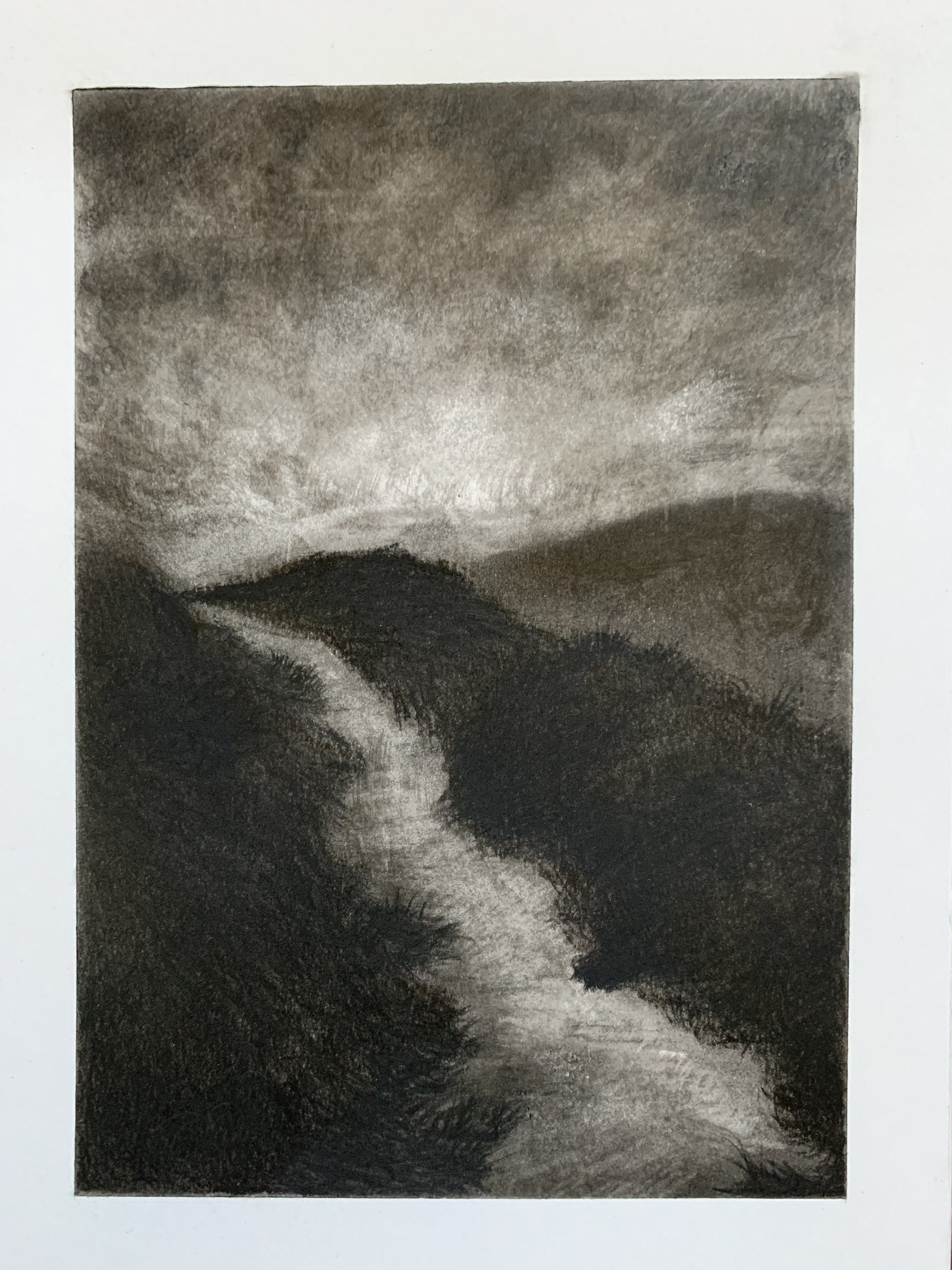 path charcoal sketch